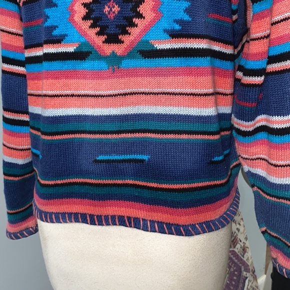 VINTAGE SANTA FE AZTEC/WESTERN WEAR SWEATER W/EMBROIDERED BOHO COTTAGECORE VIBE - Picture 5 of 10